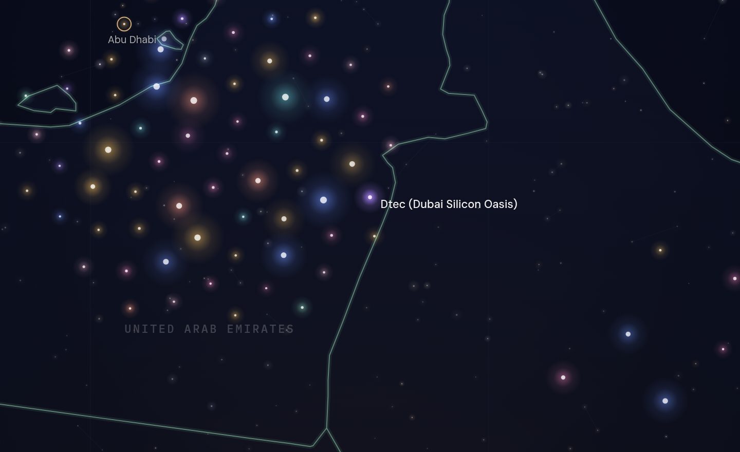 The GCC funding map around Dtec (Dubai Silicon Oasis), UAE