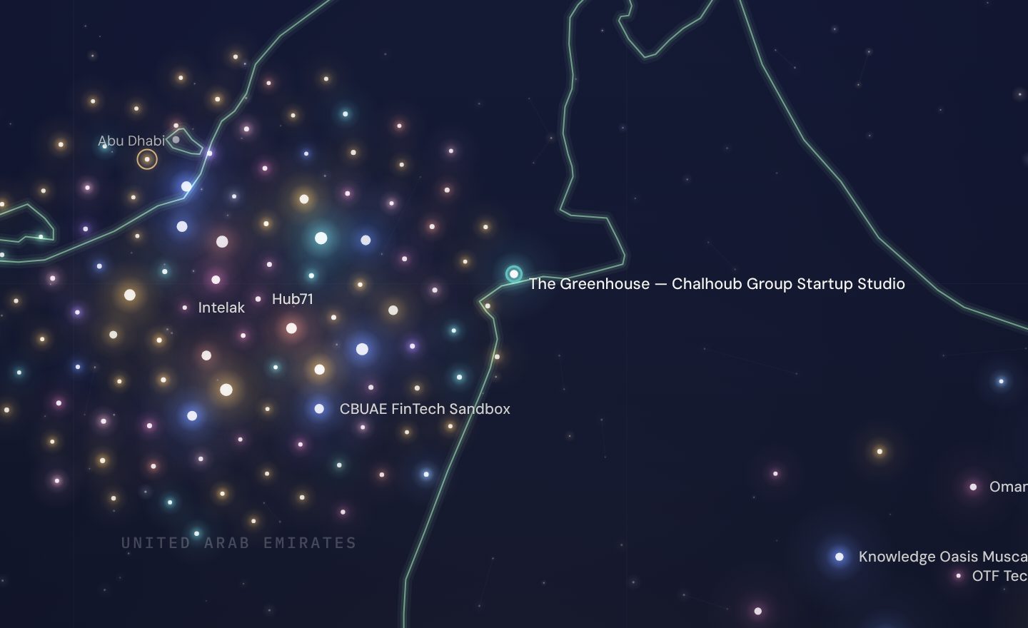 The GCC funding map around The Greenhouse — Chalhoub Group Startup Studio, UAE
