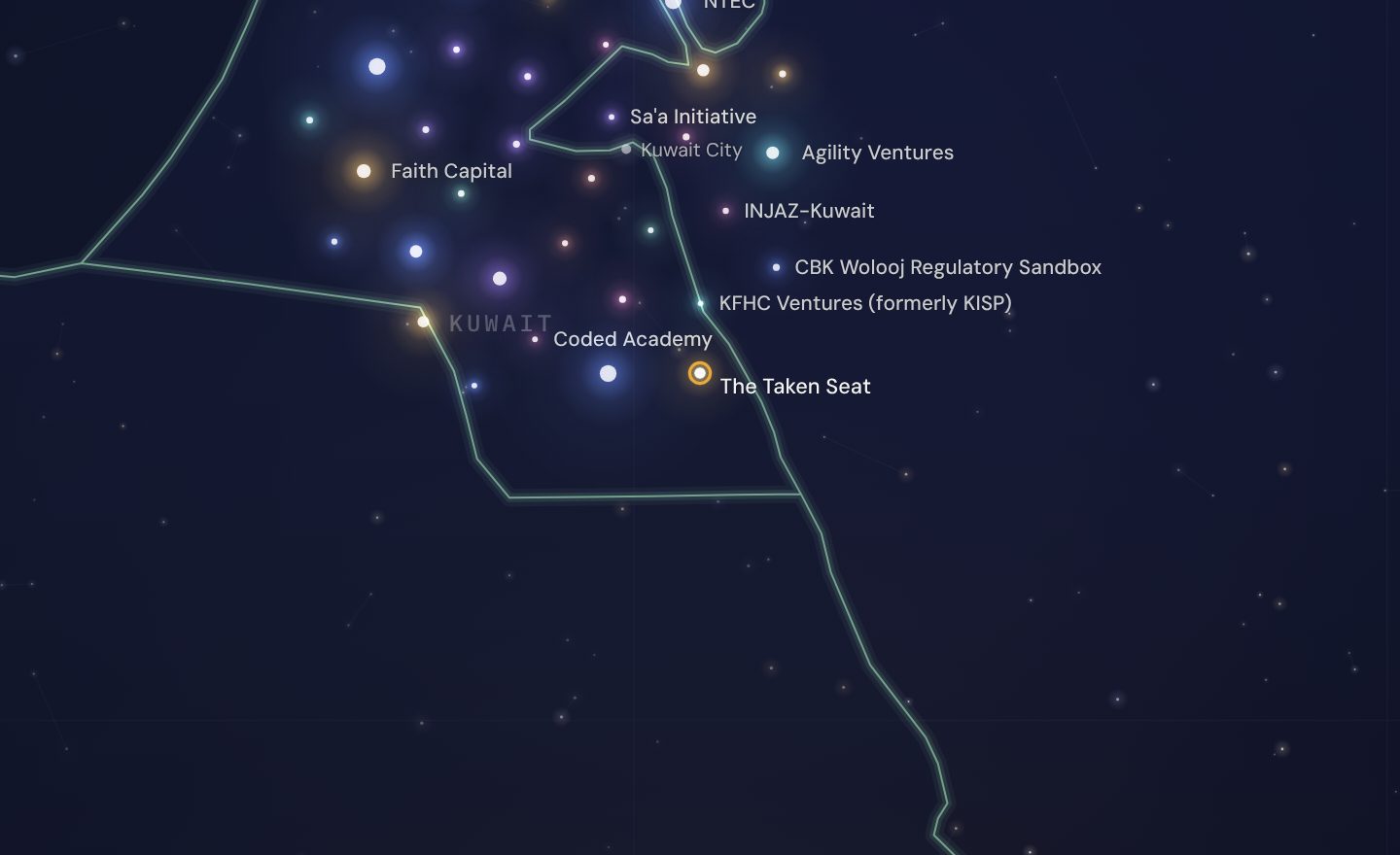 The GCC funding map around The Taken Seat, Kuwait